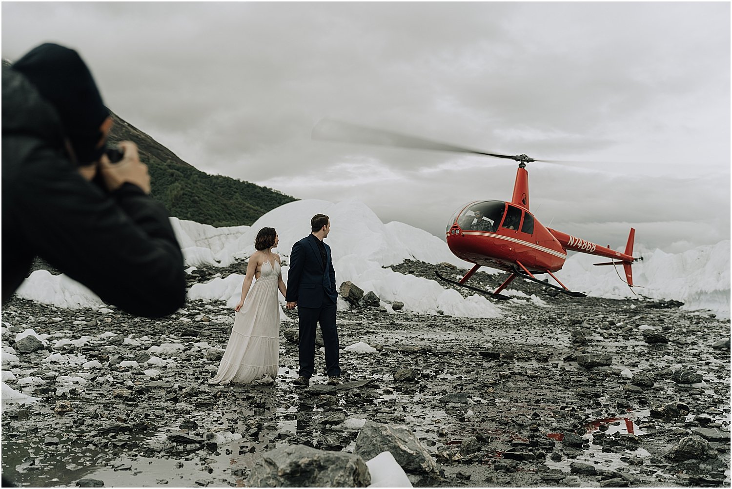 alaska helicopter glacier elopement with wedding photographer naomi levit