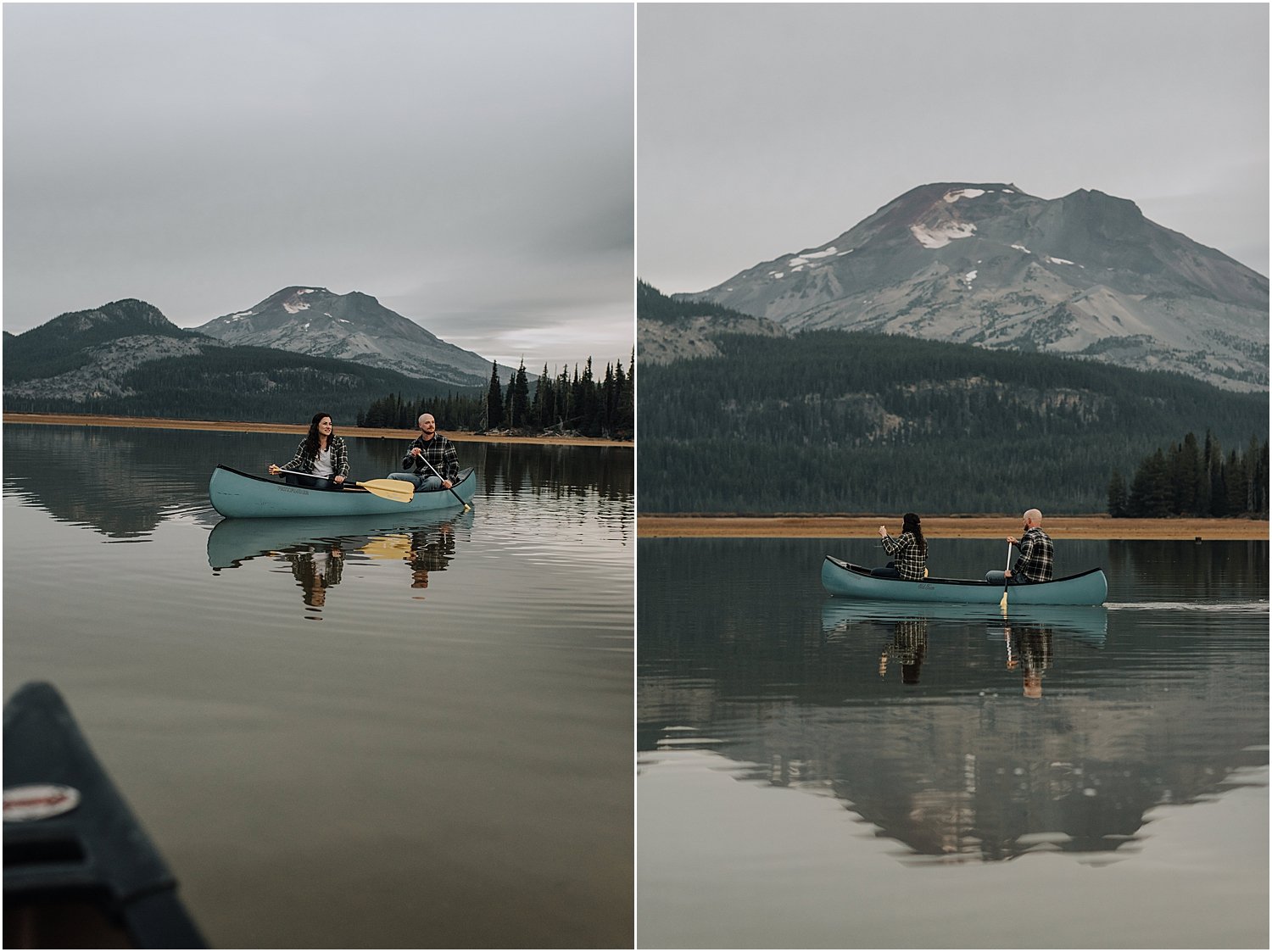 sunrise canoe elopement at sparks lake oregon