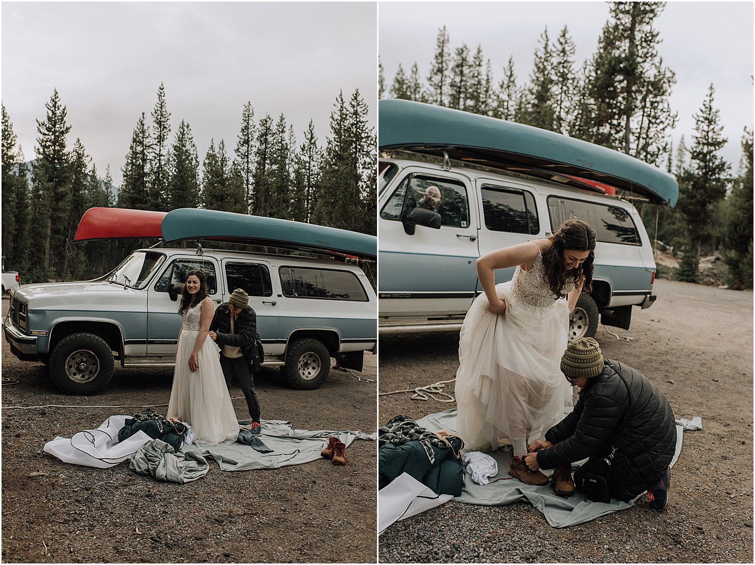 sunrise canoe elopement at sparks lake oregon
